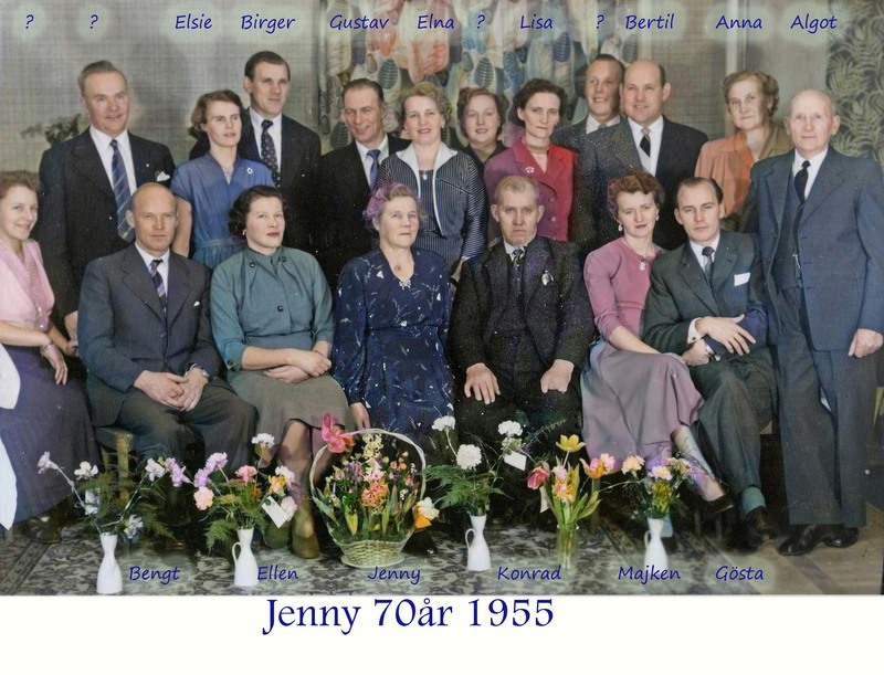 Släktfotografering när gammelfaster Jenny fyllde 70 år.